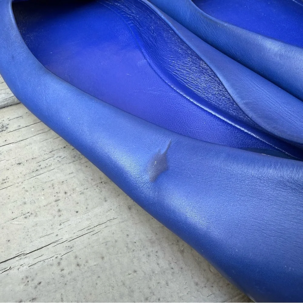 Gucci Blue Leather Bamboo Bow Ballet Flats Size 40 - Picture 11 of 16